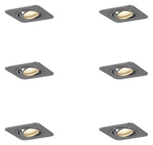 6 darabos, lekerekített, süllyesztett, ágyúszürke spotlámpa készlet GU10 50mm állítható IP44 - Alberto