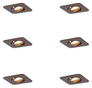 6 darabos, lekerekített, sötét bronz, süllyesztett spotlámpa szett GU10 50mm IP44 - Alberto