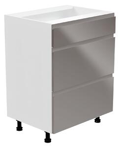 KONDELA Alsószekrény, fehér/szürke extra magasfényű, AURORA D60S3