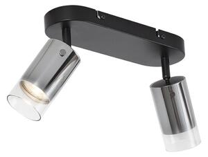Modern mennyezeti spotlámpa gunmetal színben, 2 lámpás, forgatható és állítható - Drain