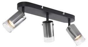 Modern mennyezeti spotlámpa gunmetal színben, 3-lámpás, forgatható és állítható - Drain