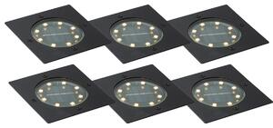6 darabos fekete négyzet alakú földbe süllyeszthető spotlámpa szett LED-del IP65 Solar - Terry