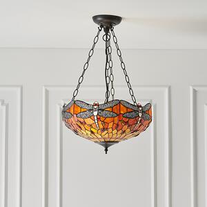 Endon klasszikus tiffany függeszték dragonfly flame sötétbarna sokszínű end64076