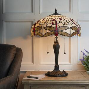 Endon klasszikus tiffany asztali lámpa dragonfly beige sötétbarna sokszínű end64085