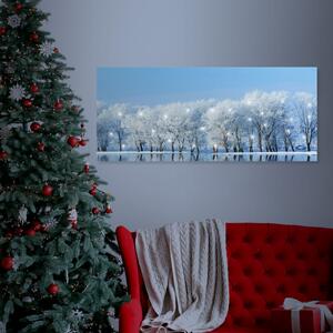 Karácsonyi elemes LED vászonkép Téli táj 70 x 30 cm