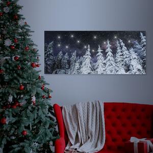 Karácsonyi elemes LED vászonkép Fenyves 70 x 30 cm