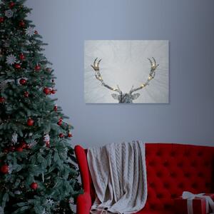 Karácsonyi elemes LED vászonkép Szarvasagancs 40 x 30 cm