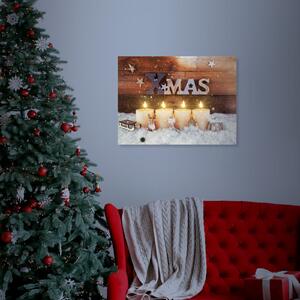 Karácsonyi elemes LED vászonkép Gyertyák 40 x 30 cm