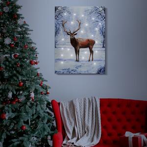 Karácsonyi elemes LED vászonkép Szarvas 30 x 40 cm