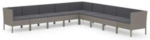 Polyrattan Kerti Ülőgarnitúra - 9 részes - Szürke