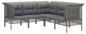 Polyrattan Kerti Ülőgarnitúra - 5 részes - Szürke