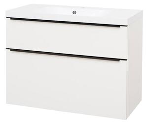 Mereo Mereo, Mailo, fürdőszoba szekrény öntött márvány mosdóval 101 cm, fekete fogantyú, MER-CN512MB