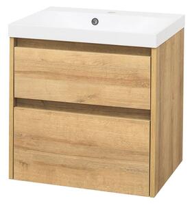 Mereo Mereo, Opto, Fürdőszobaszekrény öntött márvány mosdóval, 61cm, Riviera Oak, MER-CN920M