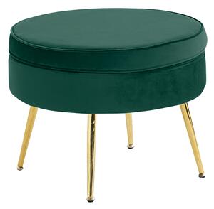 KONDELA Luxus zsámoly/puff, smaragd Velvet szövet/króm arany, Art-deco, NOBLIN TYP 1