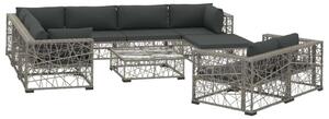 Polyrattan Kerti Bútorszett - 10 részes - Szürke