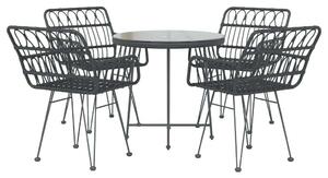 VidaXL 5 részes fekete polyrattan kerti garnitúra