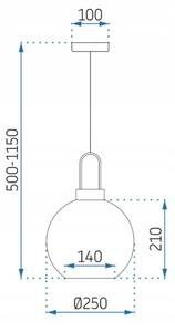 Mennyezeti lámpa APP630-1CP üveggömb 25cm