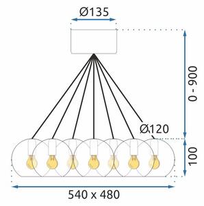 Mennyezeti lámpa APP561-13CP üveggömbök