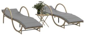 2 db bézs polyrattan napozóágy asztallal