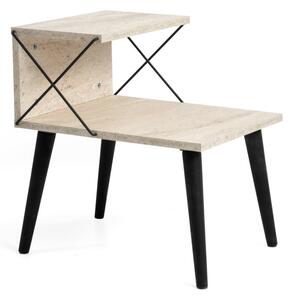 Cross éjjeliszekrény, fekete-travertin, 50 cm