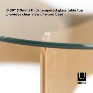 Natúr színű kerek dohányzóasztal üveg asztallappal ø 84 cm Madera – Umbra