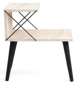 Cross éjjeliszekrény, fekete-travertin, 50 cm