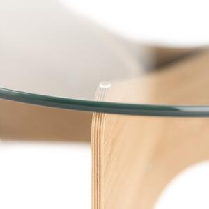 Natúr színű kerek dohányzóasztal üveg asztallappal ø 84 cm Madera – Umbra