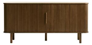 Barna alacsony komód tolóajtóval, tölgyfa dekorral 76x160 cm Cavo – Unique Furniture
