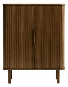 Barna szekrény tolóajtóval, tölgyfa dekorral 113x90 cm Cavo – Unique Furniture