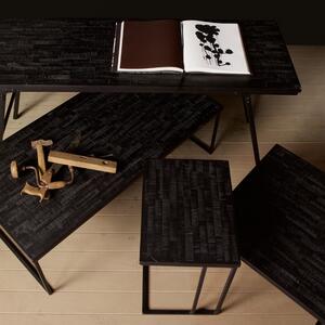 Hoorns Fekete fából készült asztalka Sharky 45x35 cm