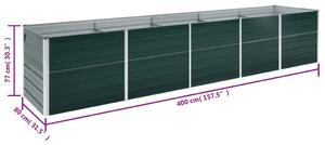 VidaXL zöld horganyzott acél kerti magaságyás 400 x 80 x 77 cm