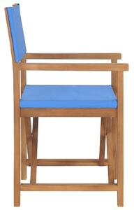 VidaXL 2 db kék tömör tíkfa rendezői szék