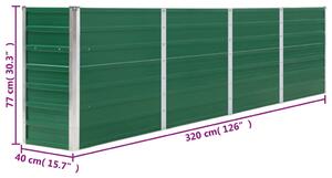 VidaXL zöld horganyzott acél kerti magaságyás 320 x 40 x 77 cm