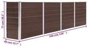 VidaXL barna horganyzott acél kerti magaságyás 320 x 40 x 77 cm