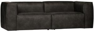 Hoorns Fekete bőr háromüléses kanapé Bearny 246 cm