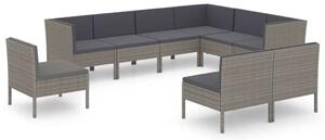 Polyrattan Kerti Ülőgarnitúra - 9 részes - Szürke