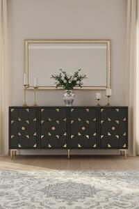 Moka komód, antracit-arany, 150 cm