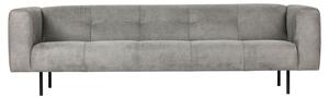 Hoorns Világosszürke bőr háromüléses Pearl kanapé 250 cm