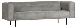 Hoorns Világosszürke bőr kétüléses Pearl kanapé 213 cm