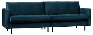 Hoorns Raden 275 cm-es kék bársony háromszemélyes kanapé foltvarróval