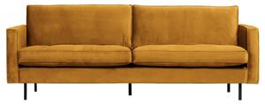 Hoorns Okker sárga bársony kétüléses kanapé Raden 230 cm foltvarróval