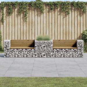 Tömör impregnált fenyőfa kerti pad gabion kosárral