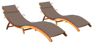 2 db tömör akácfa napozóágy párnákkal