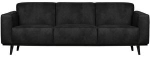 Hoorns Fekete bőr háromszemélyes kanapé Twilight 230 cm