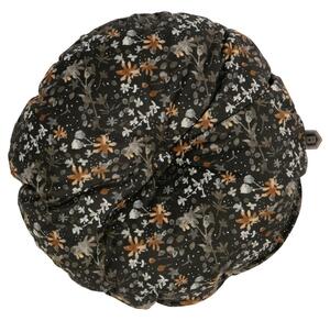 Hoorns Fekete bársony párna virágmintával Tergi 45 cm