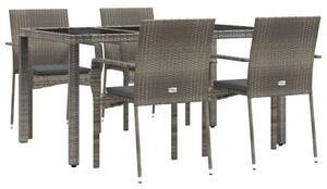 Polyrattan Kerti Étkezőgarnitúra - 5 részes - Szürke