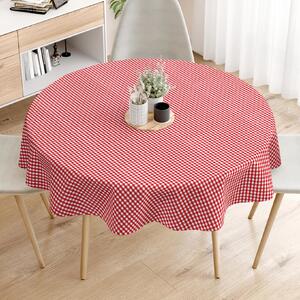 Goldea kanafas pamut asztalterítő - kicsi piros-fehér kockás - kör alakú Ø 140 cm