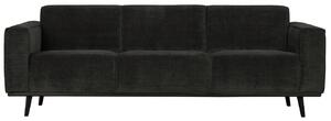 Hoorns Fekete kordbársony háromüléses kanapé Twilight 230 cm