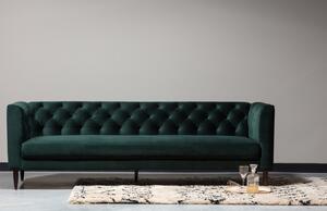 Hoorns Sötétzöld bársony háromszemélyes kanapé Jevon 230 cm