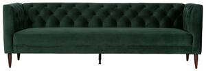 Hoorns Sötétzöld bársony háromszemélyes kanapé Jevon 230 cm